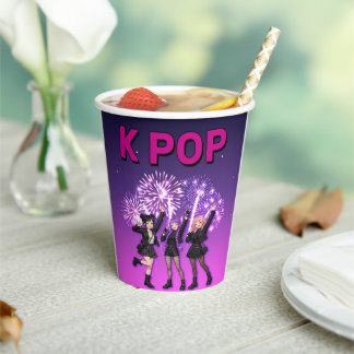 Gobelets En Papier Fête d'anniversaire K-Pop Violet