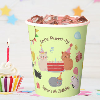Gobelets En Papier Fête d'anniversaire pour enfants : les chats migno