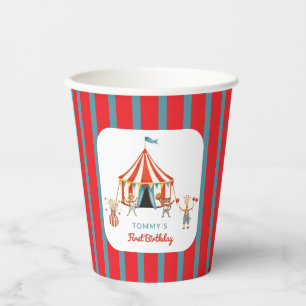 Gobelets En Papier Fête d'anniversaire sous chapiteau de cirque rayur