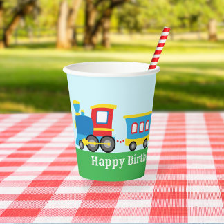 Gobelets En Papier Fête d'anniversaire Train Mignon