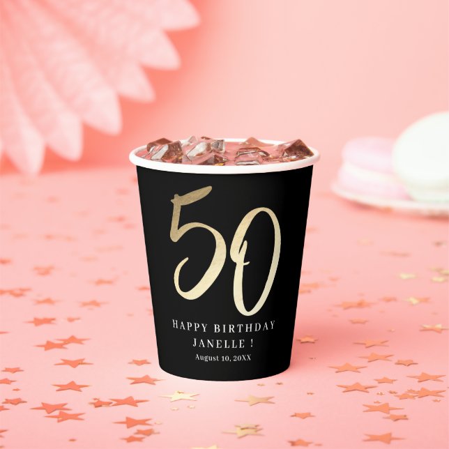 Gobelets En Papier Fête de 50e anniversaire minimal moderne (Insitu)