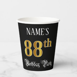 Gobelets En Papier Fête de 88e anniversaire — Script fantaisie, Fa