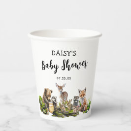 Gobelets En Papier Fête de Baby shower Rustic Woodland Animaux