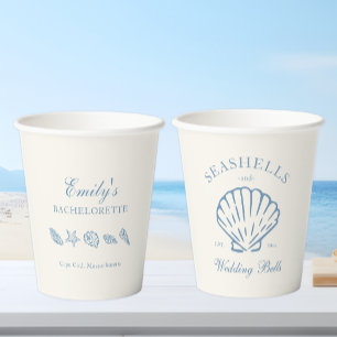 Gobelets En Papier Fête de Bachelorette Coquillages et Cloches de Mar