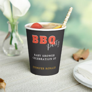 Gobelets En Papier Fête de bébé BBQ Noir et Rouge