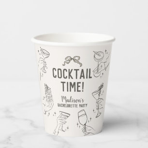 Gobelets En Papier Fête de Cocktail Beige Rétro Enterrement de Vie de