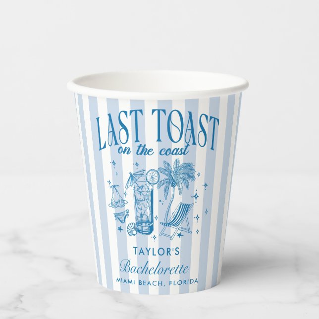 Gobelets En Papier Fête de fiançailles côtière moderne cocktail bleu (Recto)