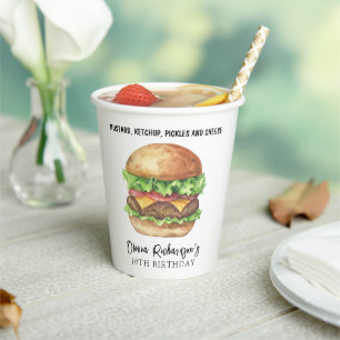 Gobelets En Papier Fête de hamburger aquarelle Anniversaire