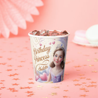 Gobelets En Papier Fête de la princesse Joyeux anniversaire