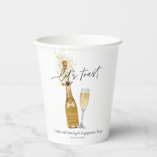 Gobelets En Papier Fête de l'engagement Toast Couples