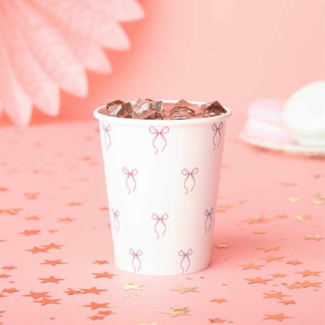 Gobelets En Papier Fête de mariage au nœud rose (Insitu)