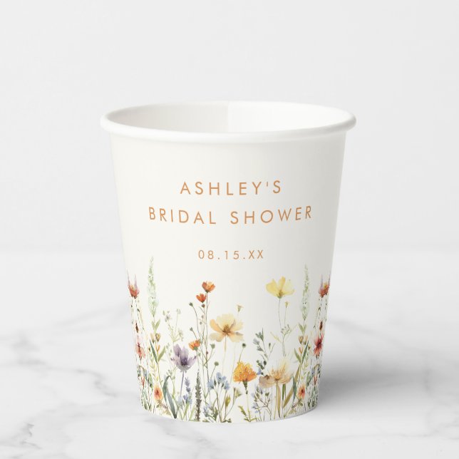 Gobelets En Papier Fête de mariage champêtre avec fleurs sauvages (Gauche)