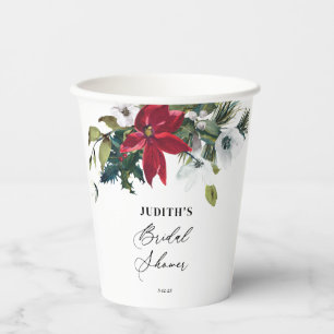 Gobelets En Papier Fête de mariage hivernale Poinsettia