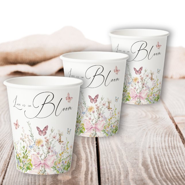 Gobelets En Papier Fête de mariage Love in Boom Wildflower Rose (Créateur téléchargé)