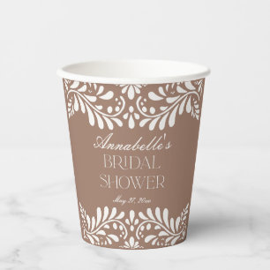 Gobelets En Papier Fête de mariage Mocha Brown Talavera espagnole