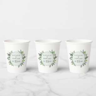 Gobelets En Papier fête de mariage moderne et élégante aquarelle f