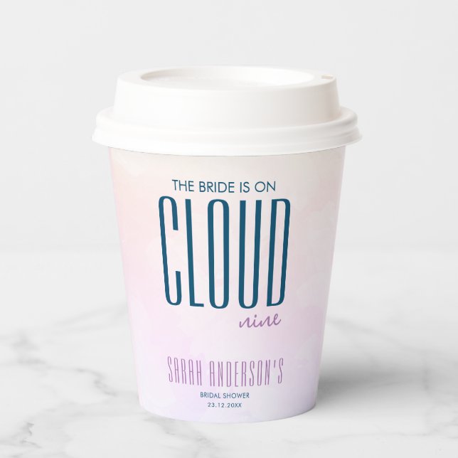 Gobelets En Papier Fête de mariage pastel bleu Cloud Nine Simple Chic (Recto)
