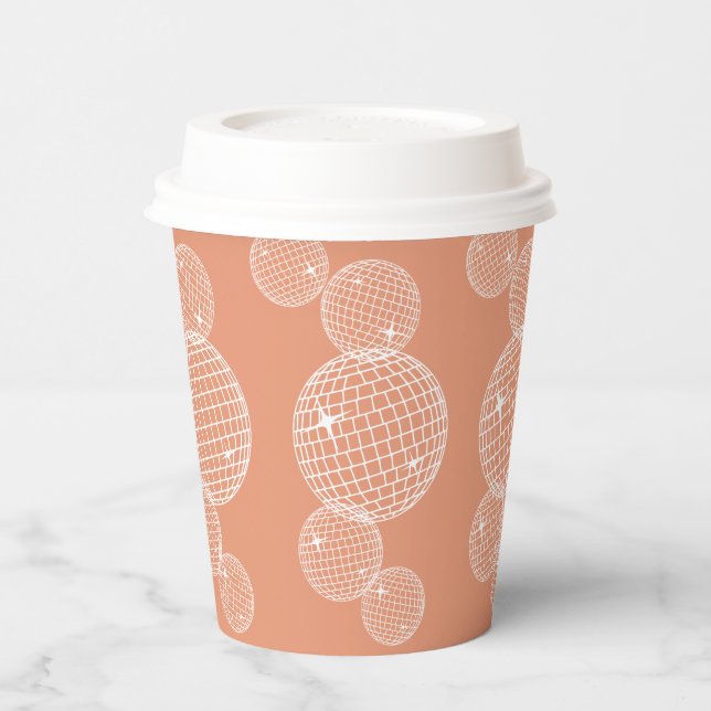 Gobelets En Papier Fête de mariage rétro disco années 70 Orange  (Gauche)