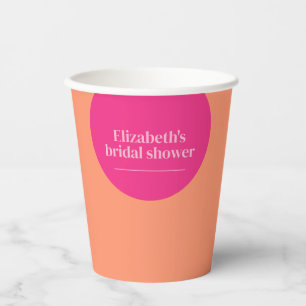 Gobelets En Papier Fête de mariage rose et orange