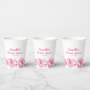 Gobelets En Papier Fête de mariage rose florale fantaisiste