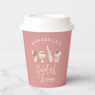 Gobelets En Papier Fête de mariage script cocktail moderne rose girly