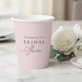 Gobelets En Papier Fête de Mariée Personnalisée Rose Pâle