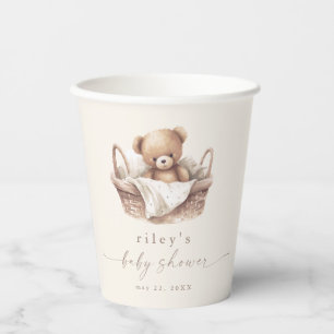 Gobelets En Papier Fête de naissance bohème ourson neutre
