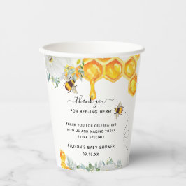 Gobelets En Papier Fête de naissance en nid d'abeille floral Bumble B