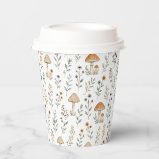 Gobelets En Papier Fête de Naissance Fleur des Champs et Champignons 
