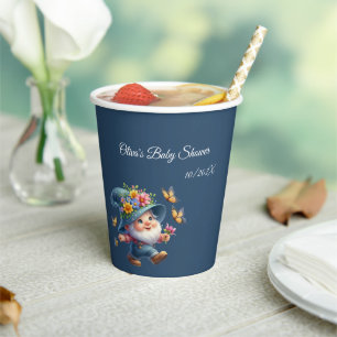 Gobelets En Papier Fête de naissance Gnome Mignon Heureux avec Papill