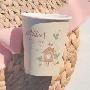 Gobelets En Papier Fête de Naissance Oiseaux & Baies Fille