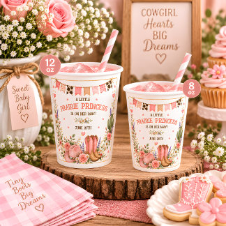 Gobelets En Papier Fête de naissance Western Prairie Princess