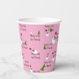 Gobelets En Papier Fête de Noël Bonhomme de Neige Personnalisée