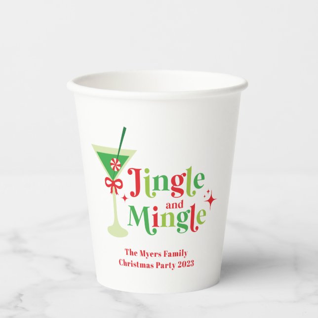 Gobelets En Papier Fête de Noël Jingle et Mingle (Recto)