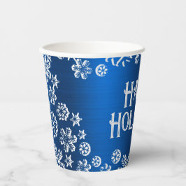 Gobelets En Papier Fête de Noël Pneus blancs Marine Bleu