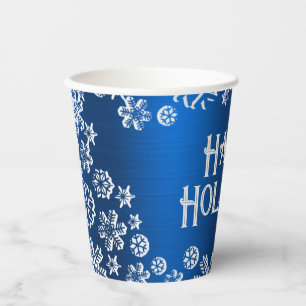 Gobelets En Papier Fête de Noël Pneus blancs Marine Bleu