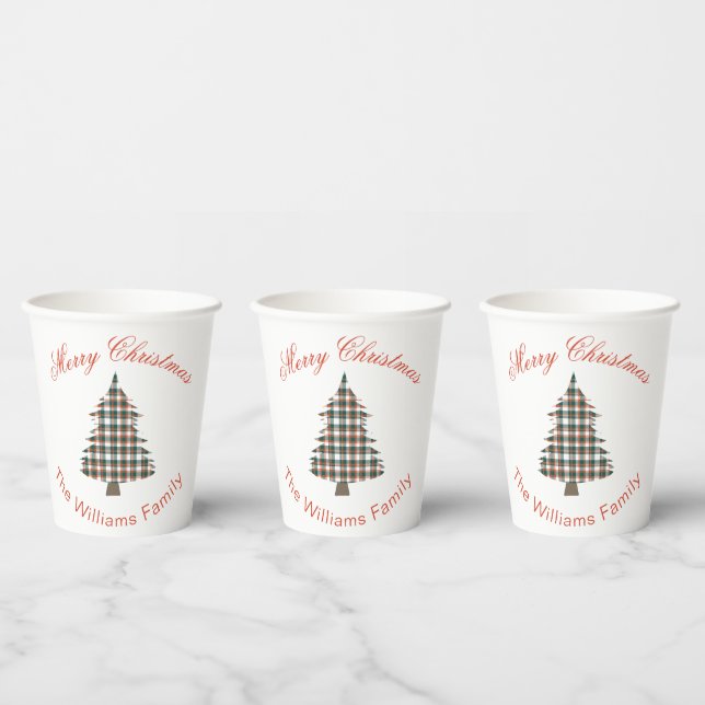 Gobelets En Papier Fête de Noël Russe Plaid Tree (Multi)