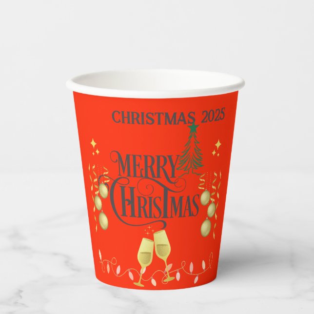 Gobelets En Papier Fête de Noël très joyeuse (Recto)