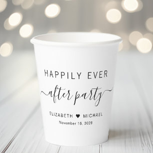 Gobelets En Papier Fête de réception de mariage Happily Ever After Pa