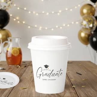 Gobelets En Papier Fête de remise de diplômes avec écriture élégante