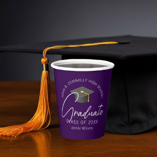 Gobelets En Papier Fête de remise des diplômes personnalisée violet f