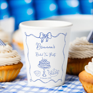 Gobelets En Papier Fête de thé de mariée à la main fantaisie