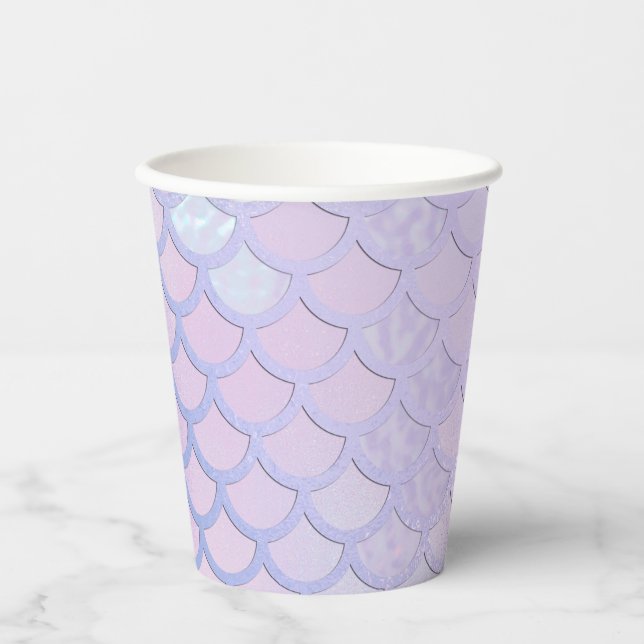 Gobelets En Papier Fête des balances de sirène violette (Recto)