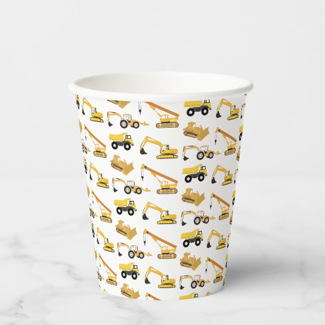 Gobelets En Papier Fête des camions de construction (Recto)