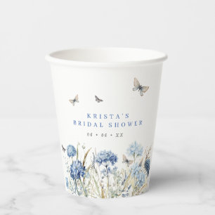 Gobelets En Papier Fête des mariées Blue Hydrangeas & Butterflies