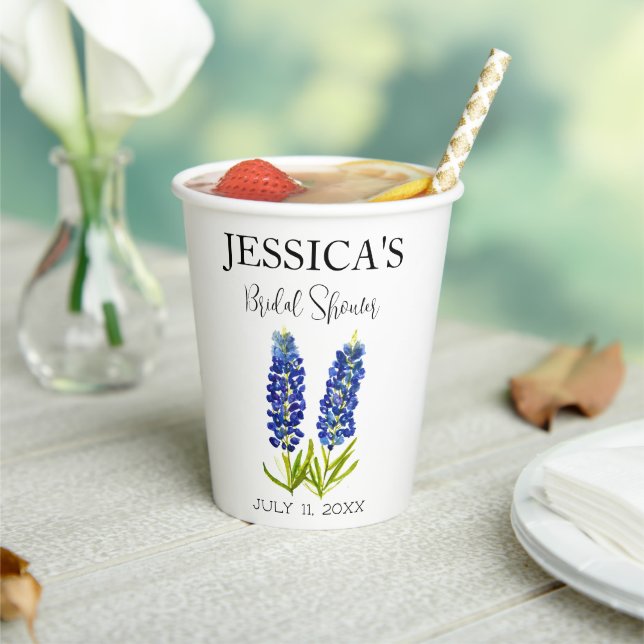 Gobelets En Papier Fête des mariées Bluebonnets Fleur sauvage Blue Fl (Insitu)