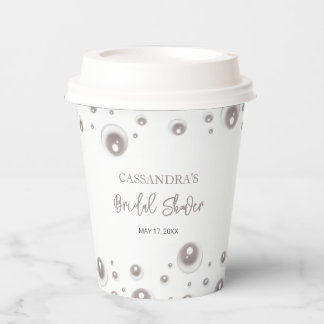 Gobelets En Papier Fête des mariées de perle blanche minimale