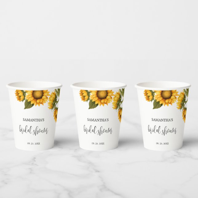 Gobelets En Papier Fête des mariées de tournesol brillant (Multi)