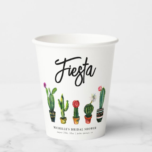 Gobelets En Papier Fête des mariées Fiesta Cactus (Recto)