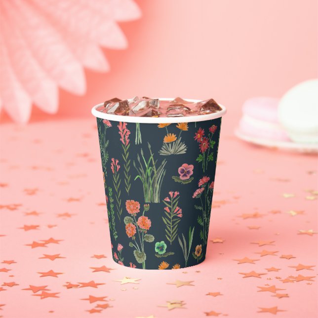 Gobelets En Papier Fête des mariées fleur sauvage bleu foncé (Insitu)